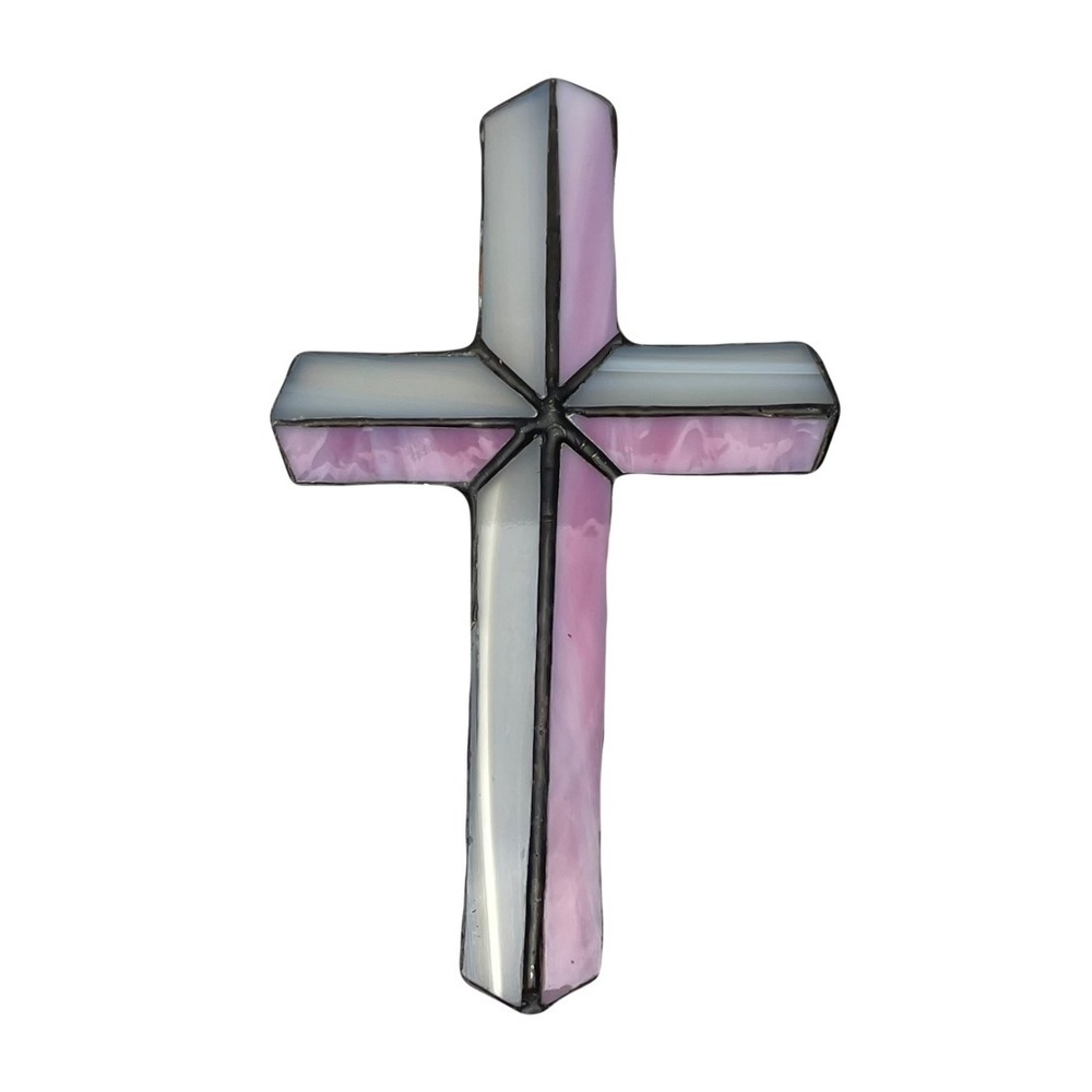 Stain Glass Cross Slag Glass Handmade Sun Catcher